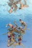 スペイン・バルセロナ（Barcelona）で開催されている第15回世界水泳選手権（15th FINA World Championships）。水中カメラで撮影されたシンクロナイズドスイミング・チームの演技の様子。

チームフリールーティン（FR）決勝で演技するスペインの選手（2013年7月26日撮影）。(c)AFP/FRANCOIS XAVIER MARIT
