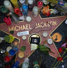 米歌手マイケル・ジャクソン（Michael Jackson）さんの急死後、カリフォルニア（California）州ロサンゼルス（Los Angeles）のウォーク・オブ・フェーム（Walk of Fame）にあるジャクソンさんの星に供えられたバラやキャンドル（2009年6月27日撮影）。(c)AFP/Getty Images/John Moore