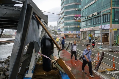 台風11号上陸の韓国、死者10人に 不明者2人の捜索続く