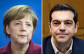 ドイツのアンゲラ・メルケル首相（左、2015年1月31日撮影）とギリシャのアレクシス・ツィプラス首相（右、2015年1月28日撮影）。(c)AFP/ODD ANDERSEN/LOUISA GOULIAMAKI