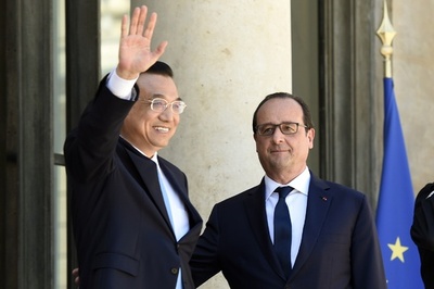 訪仏中の中国首相、温室効果ガス排出削減目標を発表