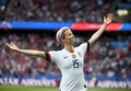 女子サッカーW杯フランス大会準々決勝、フランス対米国。先制点を決め歓喜する米国のミーガン・ラピノー（2019年6月28日撮影）。(c)FRANCK FIFE / AFP