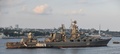 クリミア半島セバストポリ沖でロシア軍が行った軍事パレードに登場したミサイル巡洋艦「モスクワ」（2011年7月31日撮影、資料写真）。(c)AFP 