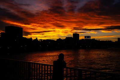 Sunset over Sumida River in Tokyo