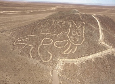 ナスカ近くでネコ科動物の地上絵発見、ペルー文化省