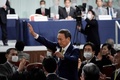 自民党の新総裁に選出された菅義偉官房長官（2020年9月14日撮影）。(c)Eugene Hoshiko / POOL / AFP