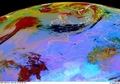 アイスランド上空に広がるグリームスボトン（Grimsvoetn）火山の噴煙。欧州気象衛星機関（EUMETSAT）提供（2011年5月24日提供）。(c)AFP/EUMETSAT
