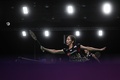 バドミントン、アジア団体選手権、女子準々決勝、日本対中国。試合に臨む松山奈未（2024年2月16日撮影）。(c)Mohd RASFAN / AFP