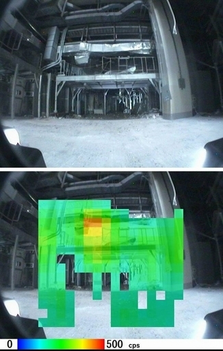 福島第1原発1号機、放射線量を表示した画像