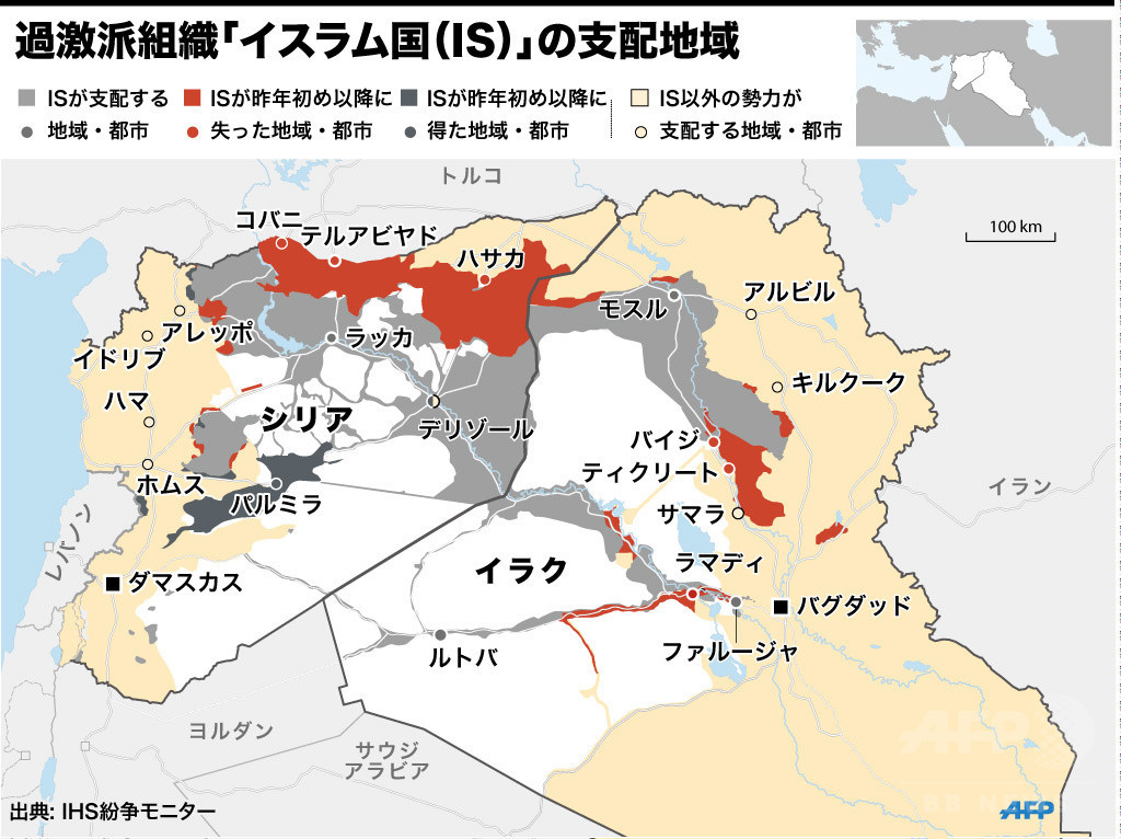 国際ニュース：AFPBB News【図解】シリア・イラクのIS支配地域