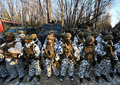 ウクライナ北部プリピャチで行われた軍事訓練（2022年2月4日撮影）。(c)Sergei Supinsky / AFP