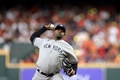 22MLB、ア・リーグ優勝決定シリーズ（7回戦制）、ヒューストン・アストロズ対ニューヨーク・ヤンキース。先発登板したニューヨーク・ヤンキースのルイス・セベリーノ（2022年10月20日撮影）。(c)Carmen Mandato/Getty Images/AFP