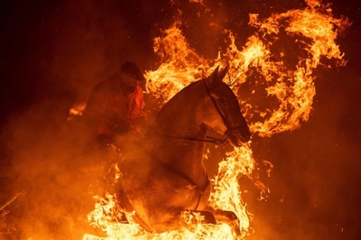 炎を馬と跳び越える、 スペイン伝統祭り「ルミナリアス」