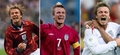 （左から）1998年サッカーW杯フランス大会（1998 World Cup）コロンビア戦、2002年サッカーW杯日韓大会（2002 World Cup）アルゼンチン戦、2006年サッカーW杯ドイツ大会（2006 World Cup）エクアドル戦でゴールを決め、喜ぶデビッド・ベッカム（David Beckham）。ベッカムは、イングランドチームで初めてサッカーW杯3大会連続で得点を決めた（撮影年月日不明）。(c)AFP