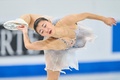 フィギュアスケート世界選手権、女子シングル・ショートプログラム（SP）。演技に臨む坂本花織（2024年3月20日撮影）。(c)Geoff Robins / AFP