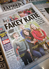 キャサリン皇太子妃の公式の家族写真が加工されていた件について報じる英国の新聞各紙（2024年3月12日撮影）。(c)Paul ELLIS / AFP
