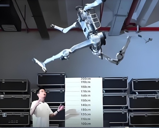 宇樹科技の新種人型ロボット「スーパーマン」人間の立ち高跳びと走行速度の限界を突破