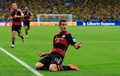 サッカーW杯ブラジル大会（2014 World Cup）準決勝、ブラジル対ドイツ。ゴールを決めて喜ぶドイツのミロスラフ・クローゼ（Miroslav Klose、2014年7月8日撮影）。(c)AFP/ADRIAN DENNIS