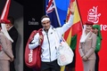 全豪オープンテニス、男子シングルス決勝。コートに入場するロジャー・フェデラー（2017年1月29日撮影）。(c)AFP/GREG WOOD