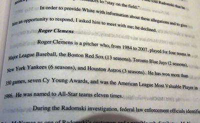 MLB薬物調査報告書が公表されクレメンスらの名前が明記される