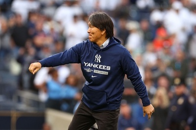 松井秀喜氏が始球式 ヤンキースのリーグ優勝決定S第3戦