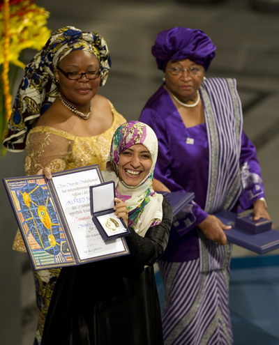 ノーベル平和賞、3女性に授与