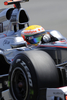 11F1第8戦欧州GP（European Grand Prix 2011）予選。予選に臨むマクラーレン・メルセデス（McLaren-Mercedes）のルイス・ハミルトン（Lewis Hamilton、2011年6月25日撮影）。(c)AFP/JAVIER SORIANO