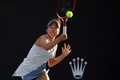 全豪オープンテニス、女子シングルス1回戦。リターンを打つ日比野菜緒（2022年1月17日撮影）。(c)Paul Crock / AFP