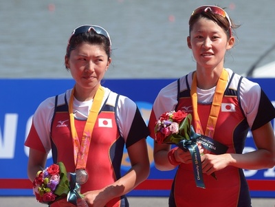 ボート、女子軽量級ダブルスカルで日本が銀 アジア大会