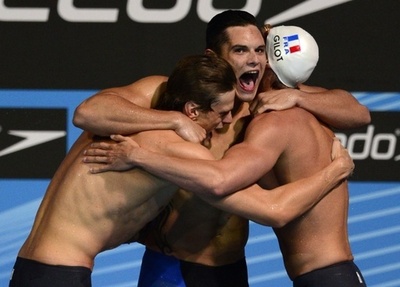 フランスが男子4x100mリレーで金、第15回世界水泳