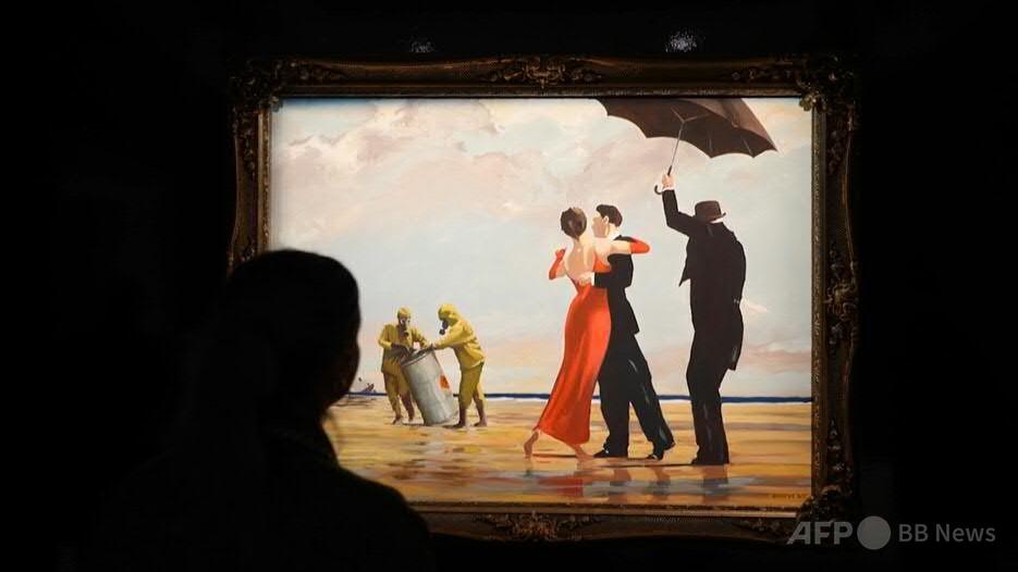 バンクシーの希少な絵画、8億円超で落札 写真3枚 国際ニュース：AFPBB News