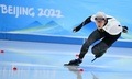 北京冬季五輪、スピードスケート男子1000メートル。レースに臨む森重航（2022年2月18日撮影）。(c)SEBASTIEN BOZON / AFP