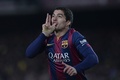 14-15スペイン1部リーグ第28節、FCバルセロナ対レアル・マドリード。チーム2得点目を挙げて歓喜するFCバルセロナのルイス・スアレス（2015年3月22日撮影）。(c)AFP/JOSEP LAGO