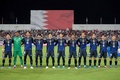 2026年サッカーW杯北中米大会アジア最終予選、グループC、バーレーン対日本。試合前の国歌斉唱に臨む日本の選手（2024年9月10日撮影）。(c)Mazen Mahdi / AFP