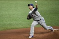 20MLB、タンパベイ・レイズ対トロント・ブルージェイズ。先発登板したトロント・ブルージェイズの柳賢振（2020年7月24日撮影）。(c)Douglas P. DeFelice/Getty Images/AFP