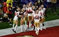 23NFL、第58回スーパーボウル、カンザスシティ・チーフス対サンフランシスコ・フォーティナイナーズ。タッチダウンを喜ぶサンフランシスコ・フォーティナイナーズの選手（2024年2月11日撮影）。(c)Patrick T. Fallon / AFP