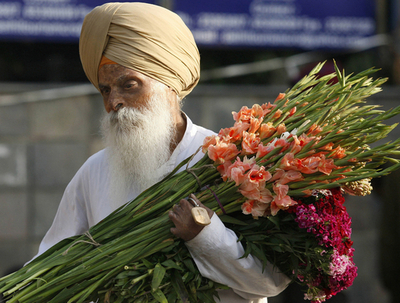 ニューデリーでアジア最大の花市 - インド