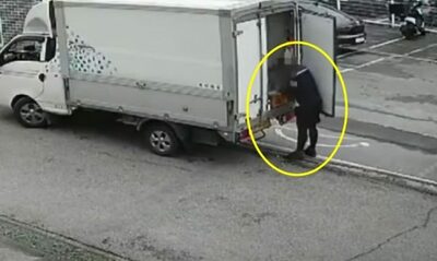 宅配業者がジャガイモを“こっそり摘まみ食い”…韓国・カメラが捉えた決定的瞬間