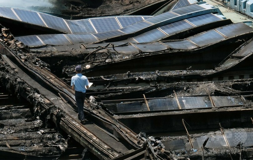 記録的な熱波、ソーラーパネルから出火 台湾