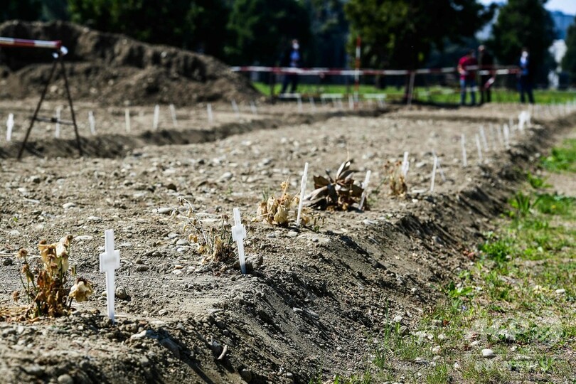 ミラノに並ぶ小さな十字架 引き取り手のない遺体が眠る場所