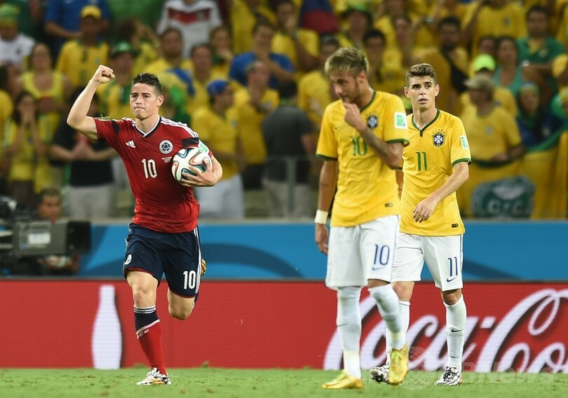 試合中のハメス・ロドリゲスの腕に巨大バッタ