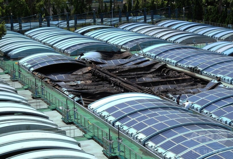 記録的な熱波、ソーラーパネルから出火 台湾