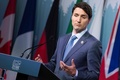 カナダ・ラマルべーで開催された先進7か国（G7）首脳会議で記者会見するジャスティン・トルドー加首相（2018年6月9日撮影）。(c)AFP PHOTO / Lars Hagberg