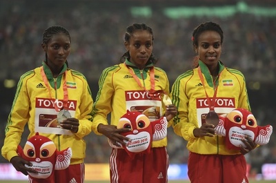 エチオピア勢が女子5000m表彰台独占、ディババは2冠ならず―第15回世界陸上