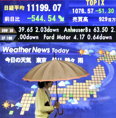 東京株も大幅続落、約3年4か月ぶりの最安値