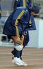 アイシングを行うギャラクシーのデビッド・ベッカム（%%David Beckham%%）。(c)AFP/Mark RALSTON