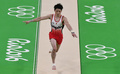 リオデジャネイロ五輪、体操男子個人総合決勝。跳馬の演技に臨む内村航平（2016年8月10日撮影）。(c)AFP/Ben STANSALL