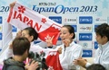フィギュアスケート、地域対抗戦のジャパンオープン（Japan Open 2013）。自身の得点に笑顔を見せる浅田真央（Mao Asada、2013年10月5日撮影）。(c)AFP/KAZUHIRO NOGI