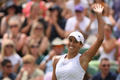 テニス、ウィンブルドン選手権、女子シングルス4回戦。勝利を喜ぶマディソン・キーズ（2023年7月10日撮影）。(c)Daniel LEAL / AFP