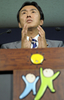都内の自民党本部で、総裁選への出馬を表明する石原伸晃（Nobuteru Ishihara）同党元政調会長（51、2008年9月9日撮影）。(c)AFP/TOSHIFUMI KITAMURA